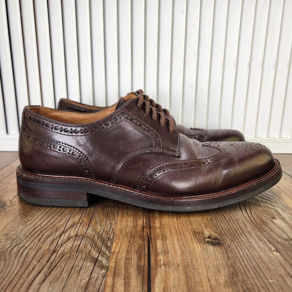 Beckett Simonon Yates Oxford Dress Shoes Mens Sz 10 Brown Leather Wingtip Brogue